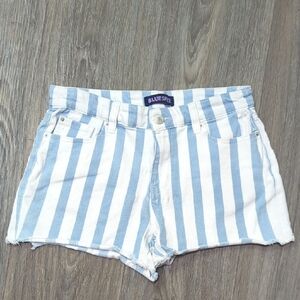 ❤️5/$25 Blue Spice Striped Jean Shorts - Blue and White